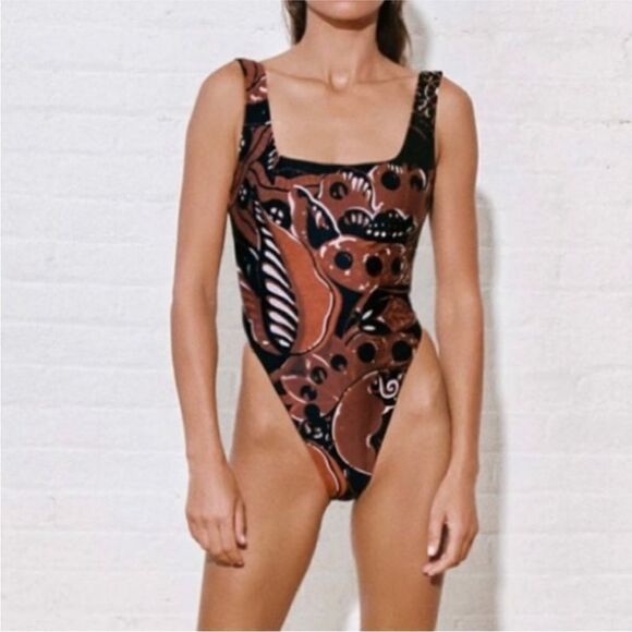 Mara Hoffman‎ Idalia One Piece Swimsuit Brown Print NWT Sz XS - Picture 10 of 10